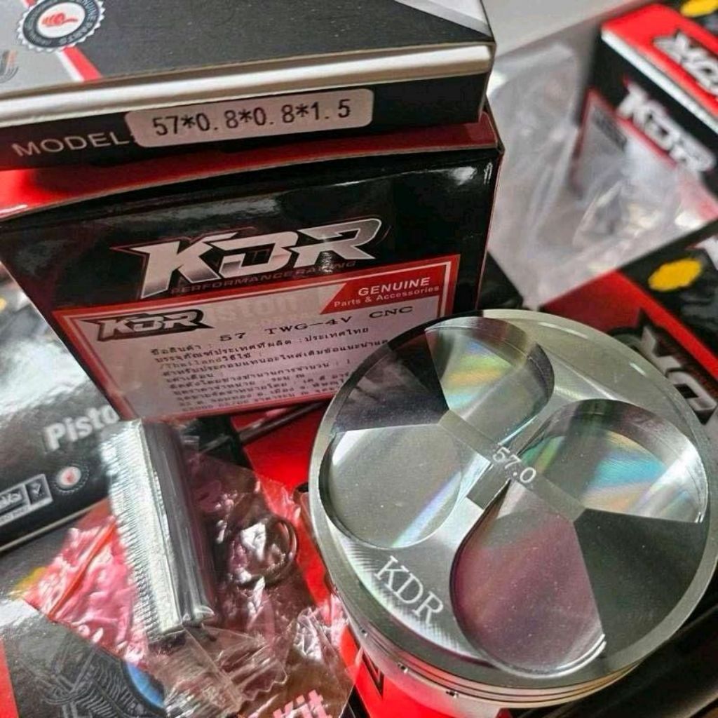KDRลูกสูบ KDR TWG56-57 มิล ทรงแข่ง ลูกหัวนูนพร้อมหลบวาล์ว ฝา 19-22 18-21 KDR