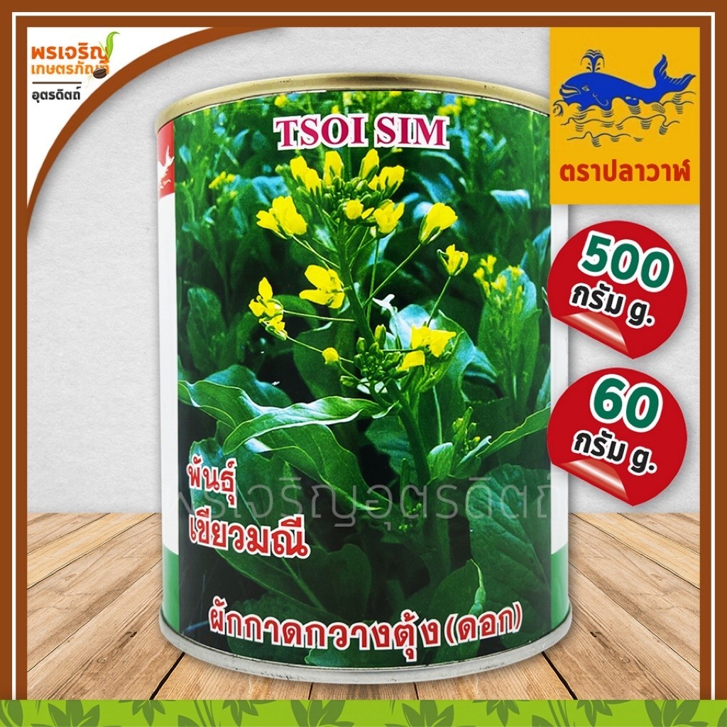 เมล็ดพันธุ์ ผักกาดกวางตุ้ง กวางตุ้งดอกต้นเขียว เขียวมณี (60, 500 กรัม) เมล็ดกวางตุ้งดอก เมล็ดพันธุ์ผักสวนครัว ตราปลาวาฬ