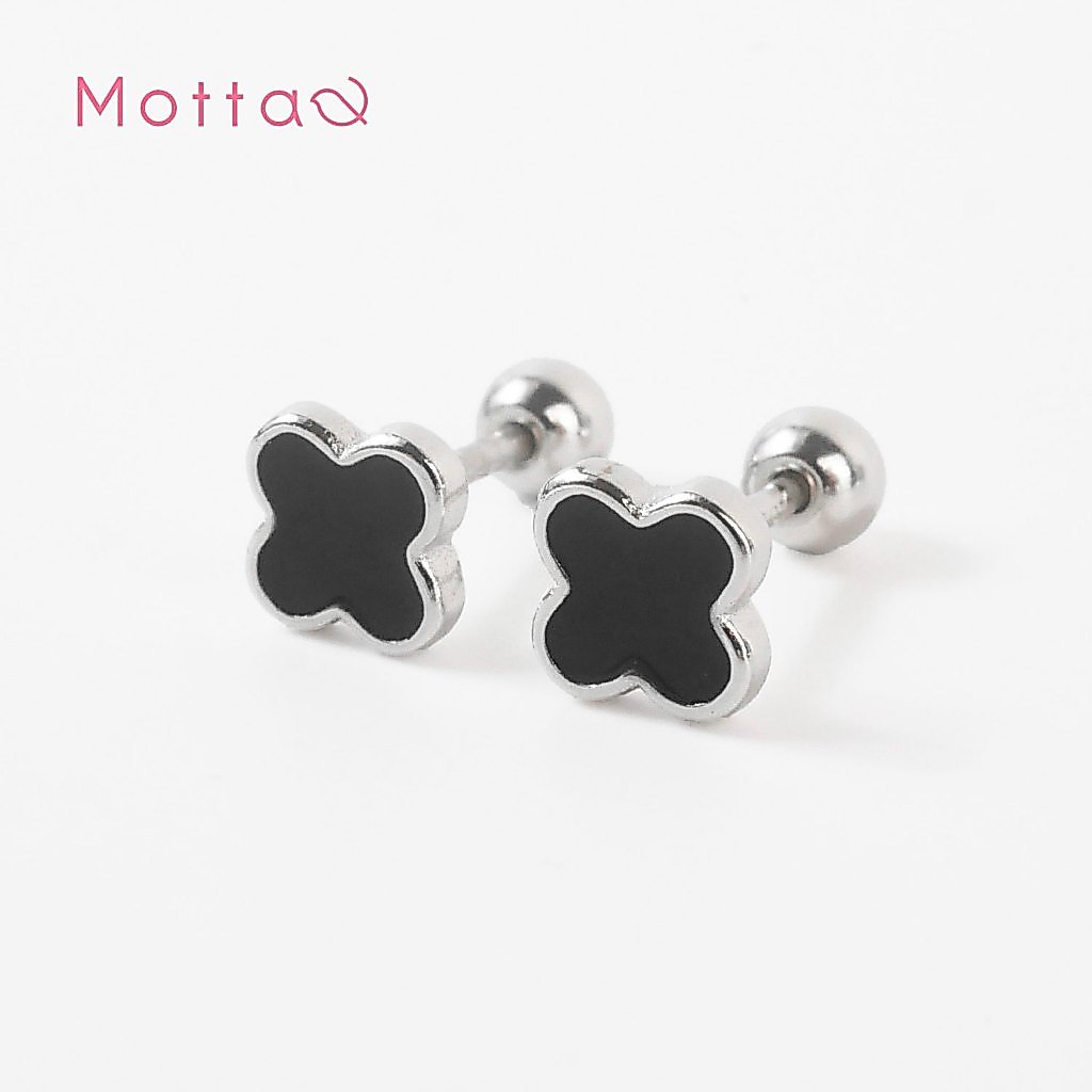Motta Silver Earring จิวเงินแท้ ใบโคลเวอร์ ดีไซน์เรียบหรู