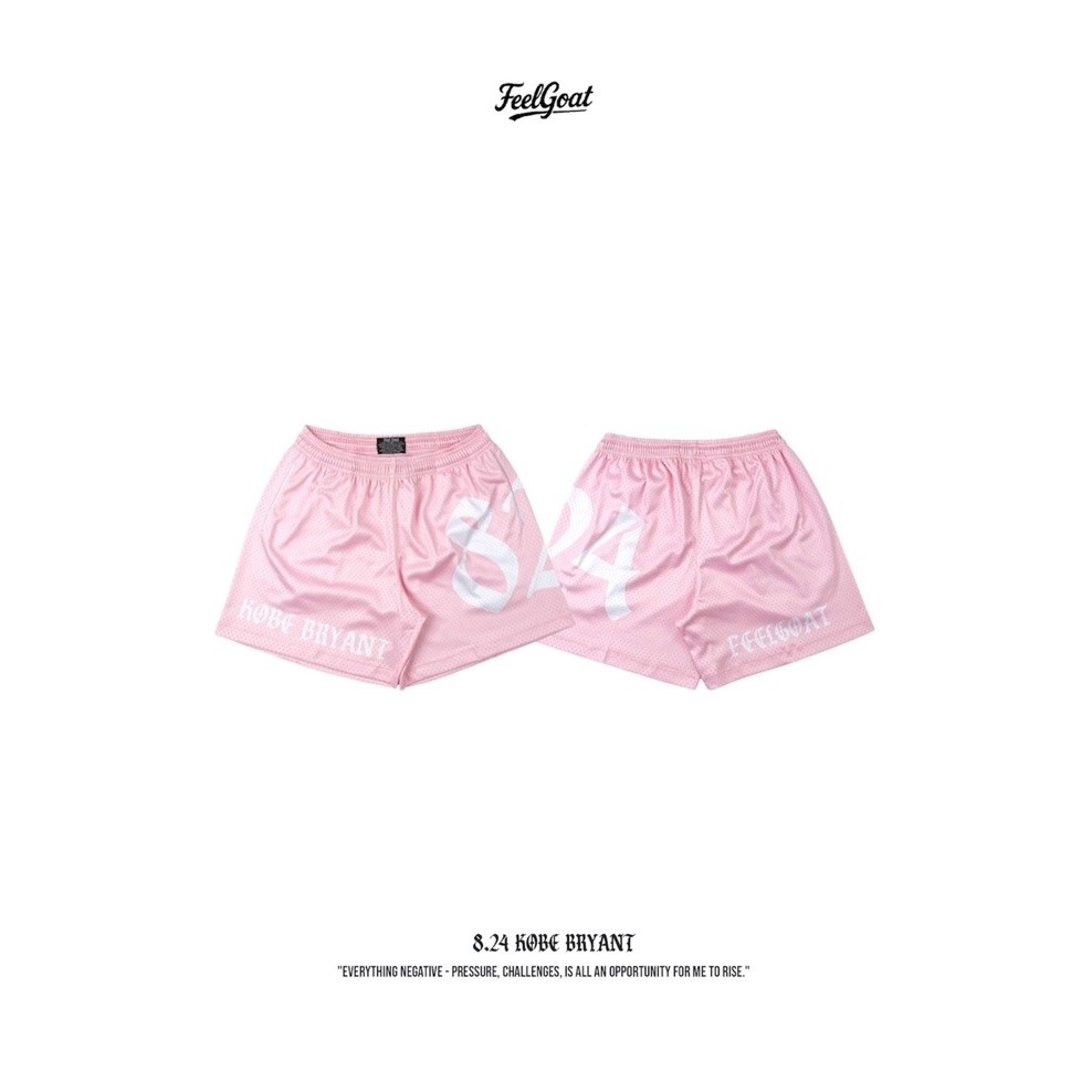 กางเกงขาสั้น กางเกงแฟชั่นเเนวสตรีท กางเกงบาส FEELGOAT '8.24 KOBE BRYANT THINK PINK ' PREMIUM HEAVY MESH SHORTS