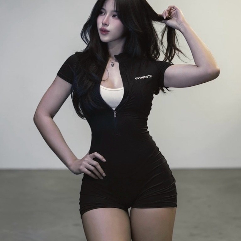 GYMBESTIE - Katniss jumpsuit จั้มสูทออกกำลังกายเเขนสั้น (ไม่มีฟองน้ำ)