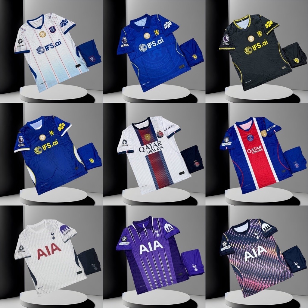 ชุดฟุตบอลผู้ใหญ่สเปอร์ & เชลซี & ปารีส ชุดกีฬา 1 ชุดเสื้อพร้อมกางเกงพร้อมส่ง