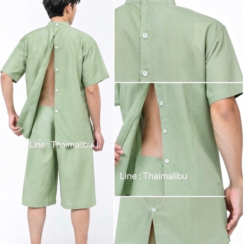 ชุดผู้ป่วย ชุดคนไข้ (กระดุมหลัง)