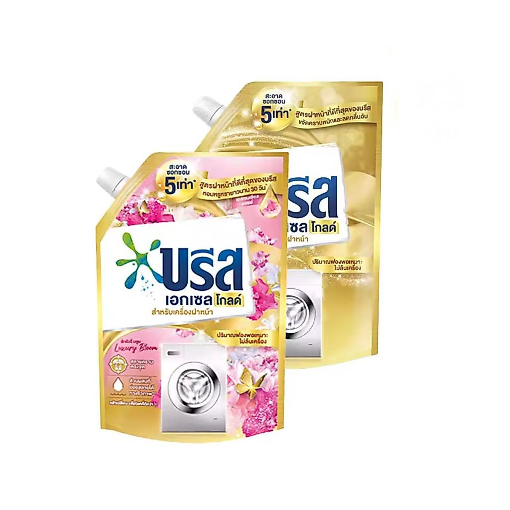 ( X1ถุง ) Breeze Excel Gold Liquid Detergent บรีสโกลด์ น้ำยาซักผ้า สำหรับฝาหน้า ขนาด 1500มล. เลือกกลิ่นได้