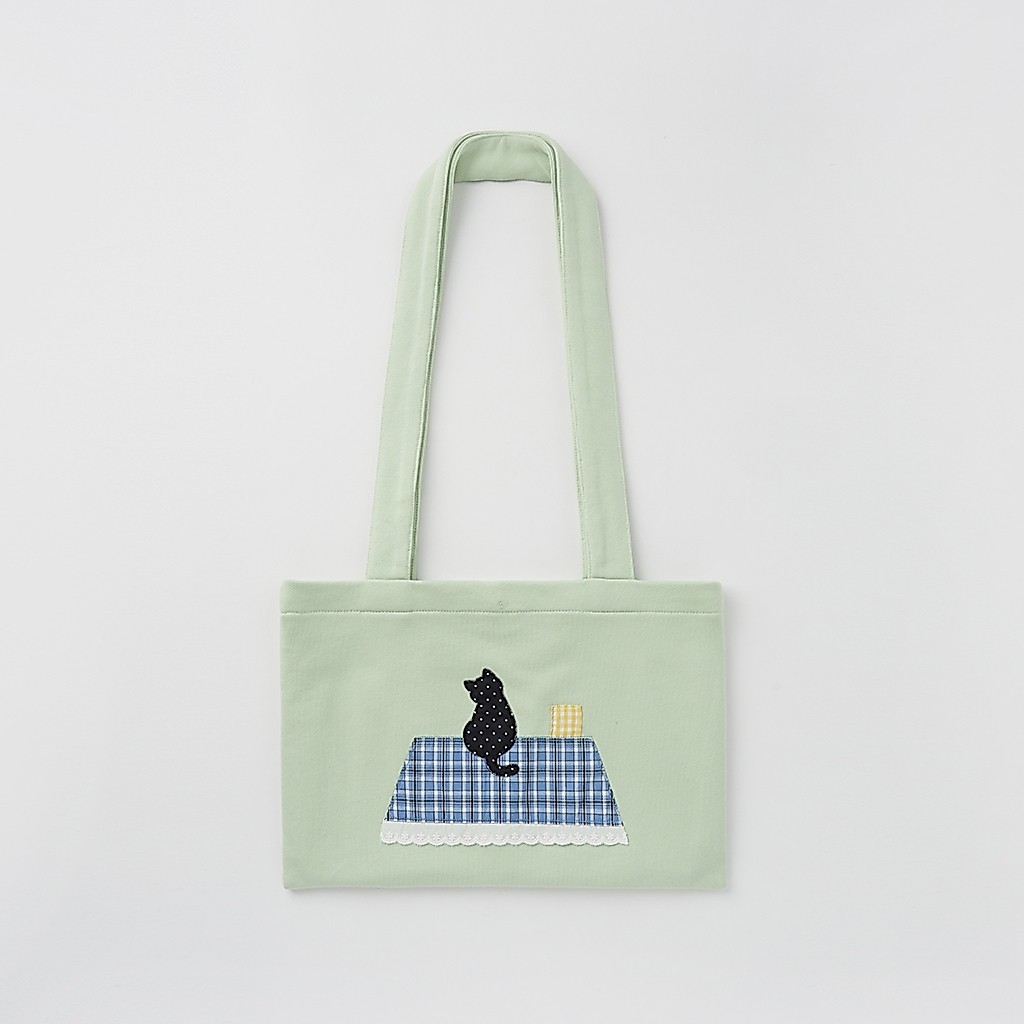 [RONRON] Rooftop Cat Applique Sweat Shoulder Bag Black / 2colors — صورة 6