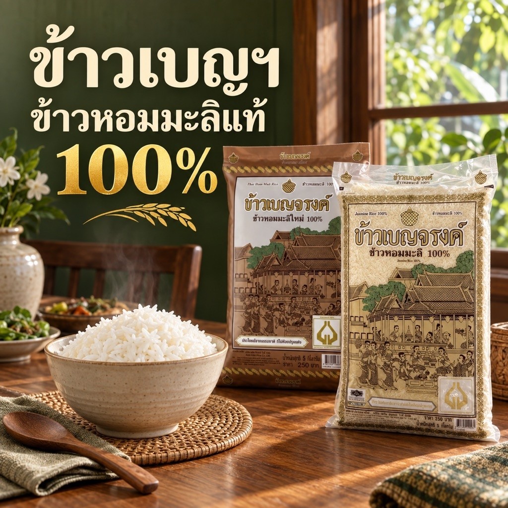 [ส่งด่วน] เบญจรงค์ ข้าวหอมมะลิ 100% 5 กก. BENJARONG JASMINE RICE 100% 5KG. (แท้ 100%)
