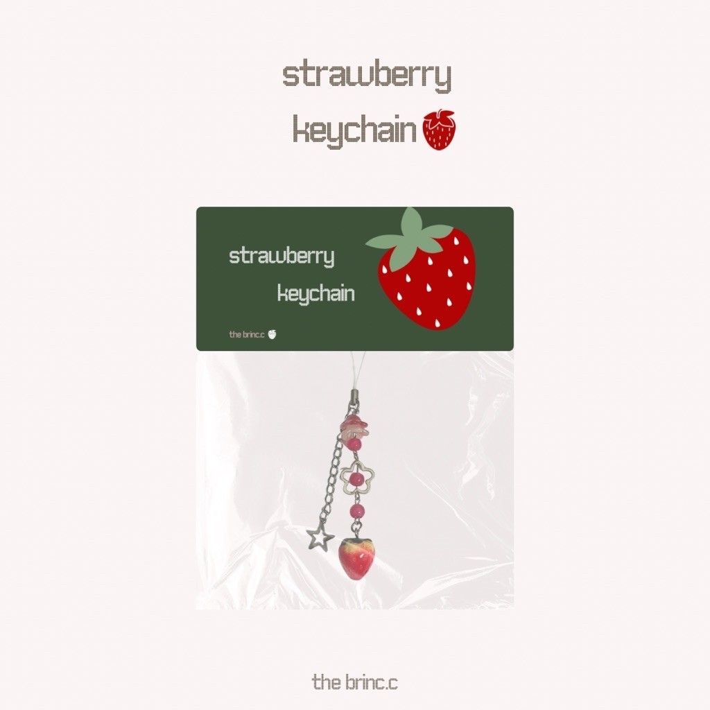 thebrinc.c strawberry keychain | พวงกุญแจสตอเบอร์รี่ พวงกุญแจห้อยโทรศัพท์