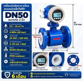 เครื่องวัดอัตราการไหลแบบแม่เหล็กไฟฟ้า ซับในเทฟลอน ทนการกัดกร่อน รุ่นทนแรงดัน…