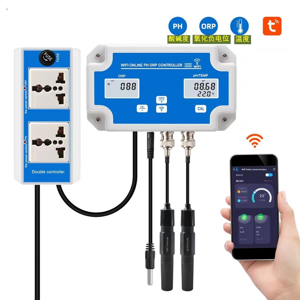 เครื่องตรวจวัดและควบคุมคุณภาพน้ำ WiFi เครื่องตรวจ pH / ORP EC TSD PH…