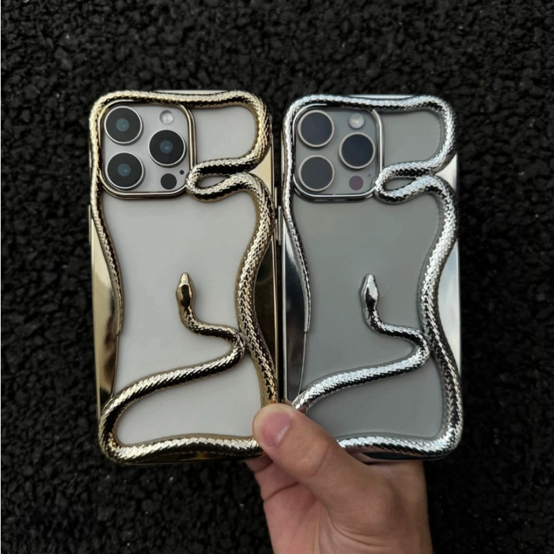 【TPU soft case/Snake/Gold】เคส compatible for iphone 11 12 13 14 15 16 pro max case