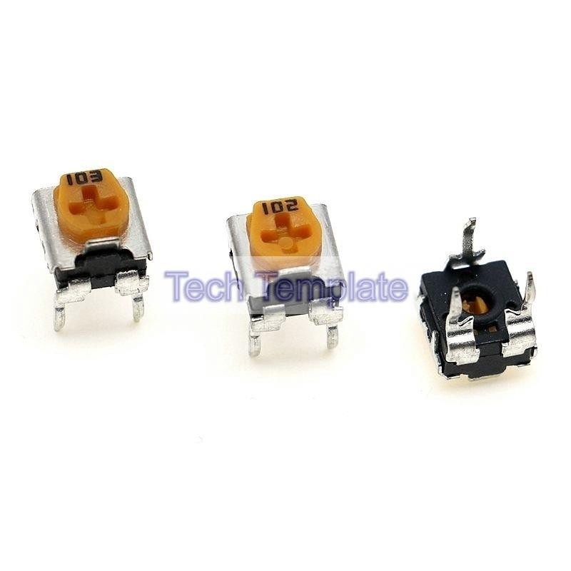 ((5 ชิ้น) ชิ้นส่วนอิเล็กทรอนิกส์สีเหลือง WH06-2C ปรับความต้านทาน Potentiometer 1K/2K/5K/10K/100K 102