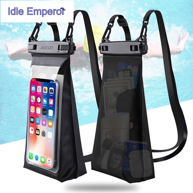กระเป๋าใส่โทรศัพท์มือถือ หน้าจอสัมผัส 3 มิติ กันน้ํา สีโปร่งใส สําหรับว่ายน้ํา พายเรือ กีฬาทางน้ํา B