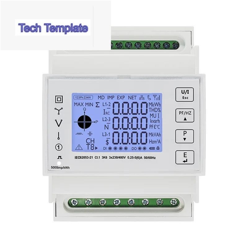 WiFi สมาร์ทไฟฟ้าพลังงาน Wattmeter Meter 3 เฟส kWh Bidirectional Meter 230/400VAC LCPO