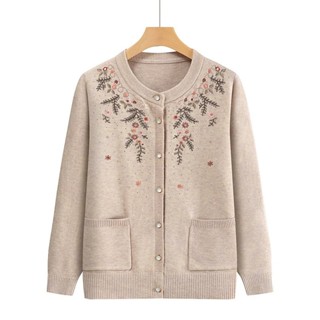 เสื้อกันหนาวคนแก่👚XL-4XL💘◊เสื้อสเวตเตอร์ปักลายเก๋ๆ✨สีพื้น แฟ…