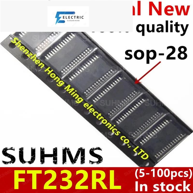 (5-100 ชิ้น) 100% ใหม่ FT232RL-REEL FT232RL FT232 sop-28 ชิปเซ็ต