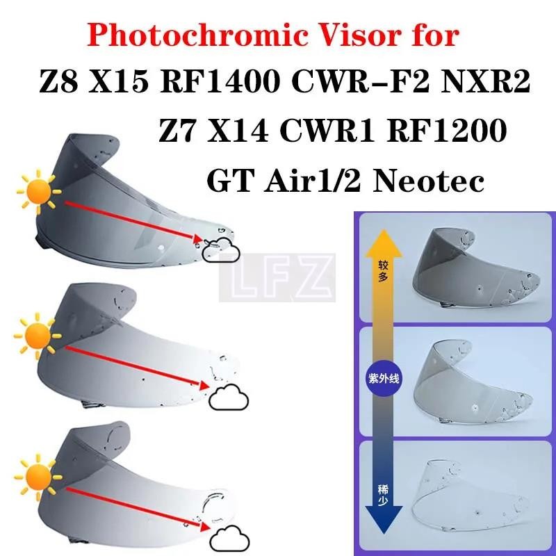 2025NEWPhotochromicหมวกกันน็อคVisorสําหรับSHOA Z8 X15 RF1400 CWR-F2 NXR1/2 X14 Z7 CWR1 RF1200 Xspiri