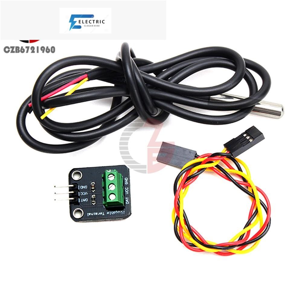3V-5.5V DS18B20 Waterproof Temperature Sensor Probe Module DIY KIT Plugable Terminal Adapter with Ca