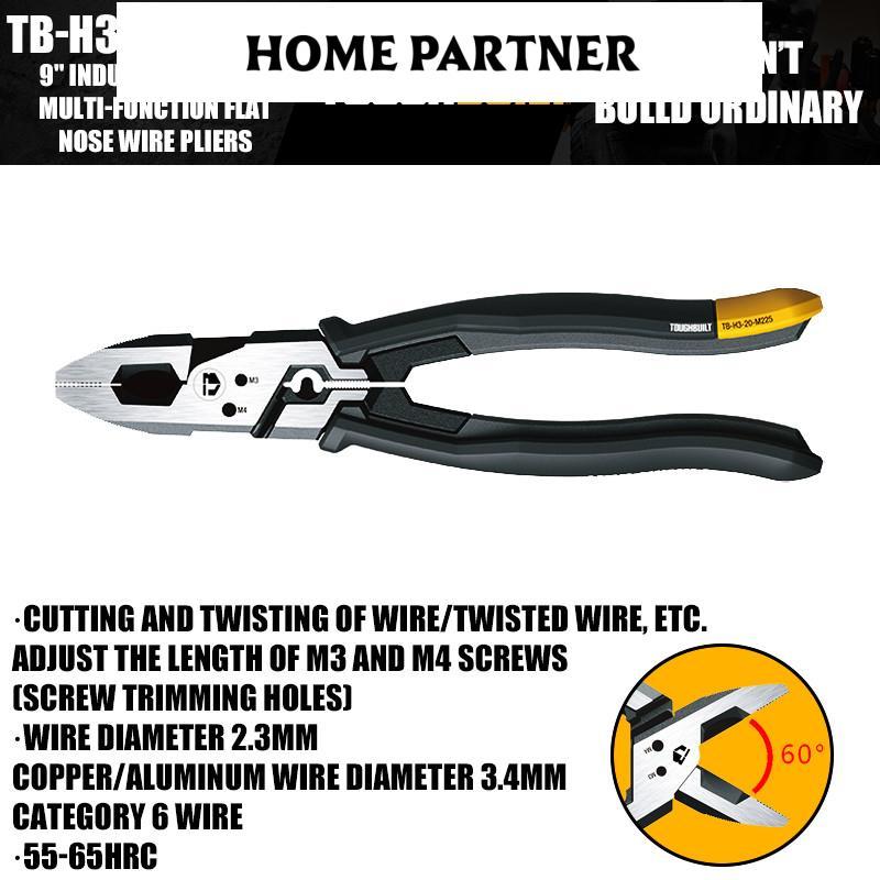 TB-H3-20-M225 9 "เกรดอุตสาหกรรม Multi-Function คีมจมูกแบนเครื่องมือมือ