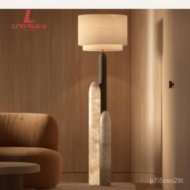 Imported Spanish Marble Floor Lamp for Living Room, Bedroom, Hotel Lobby, Designer Light Luxury Floo