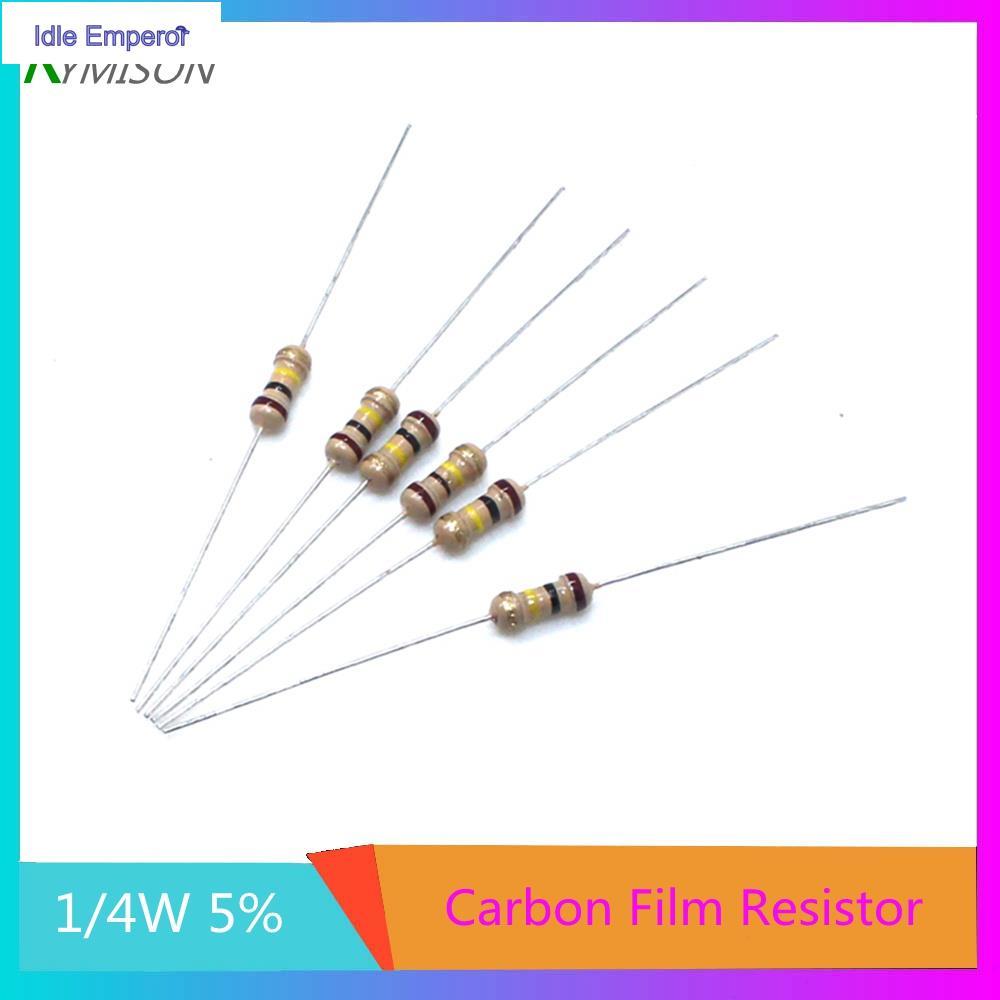 1000 ชิ้น/ล็อต 1/4W Carbon Film Resistor 1/4 วัตต์ 1R 10R 47R 100R 220R 1K 1.5K 2.2K 4.7K 10K 20K 22