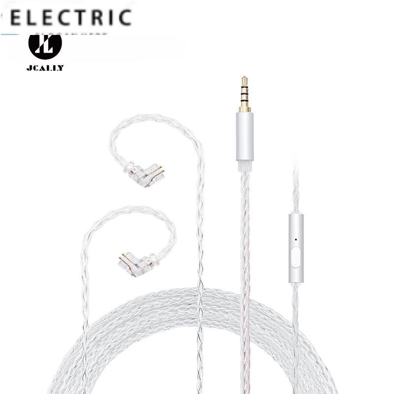 Jcally JC08S 8 หุ้น 2Pin 0.78 มม.QDC SPin พร้อมไมโครโฟนหูฟังอัพเกรดสายสําหรับ KZ EDX Pro Castor Pro