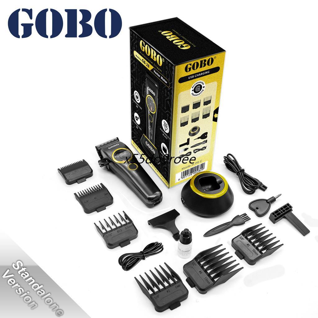 Gobo บรรจุภัณฑ์เดียวตัด 28 อัพเกรดมอเตอร์เวกเตอร์ร้านทําผมมืออาชีพปัตตาเลี่ยนผมฝาครอบโลหะชาร์จ usb