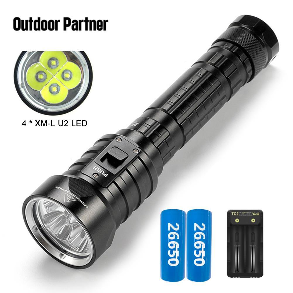 DX4 ไฟฉายดําน้ํา 8000LM สีขาว XM-L2 LED ความสว่าง กันน้ํา 100 เมตร