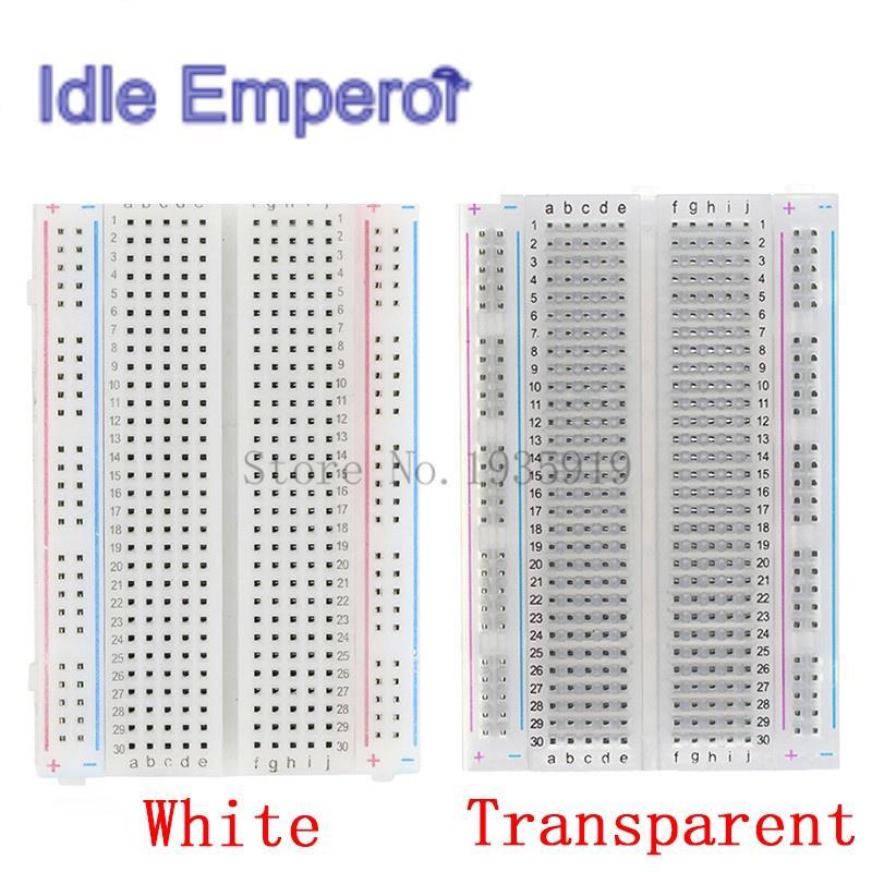 เบรดบอร์ด PCB ขนาดเล็ก 8.5 ซม. x 5.5 ซม. 400 รู สีขาวใส DIY