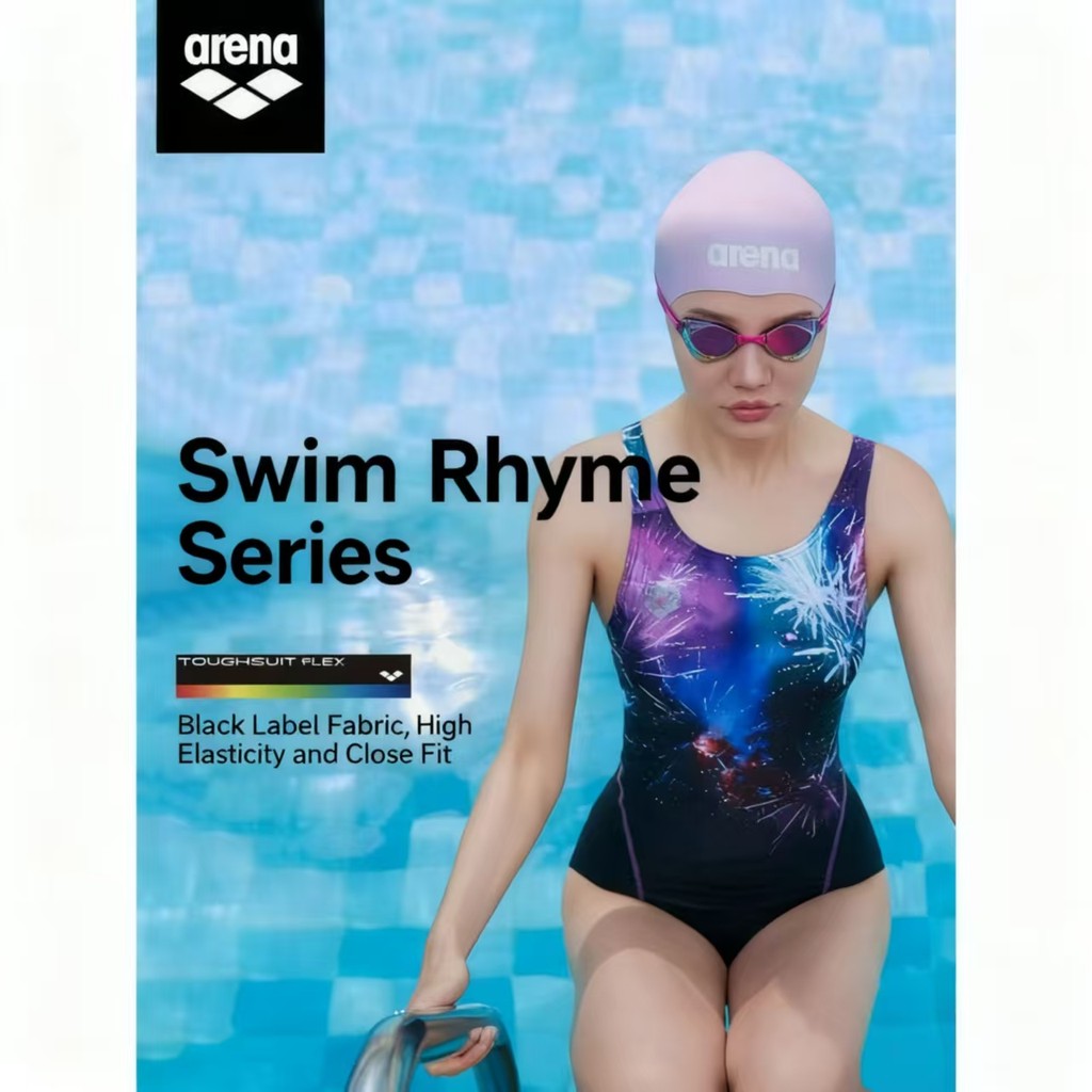 ชุดว่ายน้ำ Arena Swim Rhythm Series ชุดว่ายน้ำผู้หญิงแบบชิ้นเดียวแขนกุดทรงสามเหลี่ยมชุดว่าย