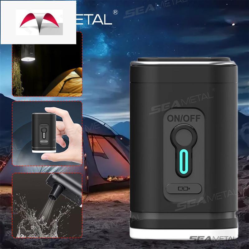 แบตเตอรี่ลิเธียมกลางแจ้งปั๊มเป่าลมไฟ LED Quature Camping Electric Inflator น้ําหนักเบาแบบพกพา
