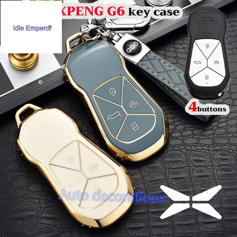 Xpeng G6 ฝาครอบกุญแจรีโมทรถยนต์ Xpeng G6 เคสกุญแจรถ Xpeng พวงกุญแจ tpu ปลอกกุญแจขอบทอง เคสกุญแจ