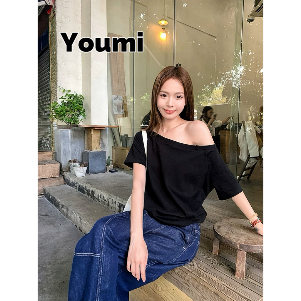 ส่งไวจากไทย เสื้อปาดไหล่ เสือใส่สบาย Oversize เสื้อโชว์ไหล่ เหมาะสำหรับ ฤดูร้อน มีสีให้เลือกมากมาย