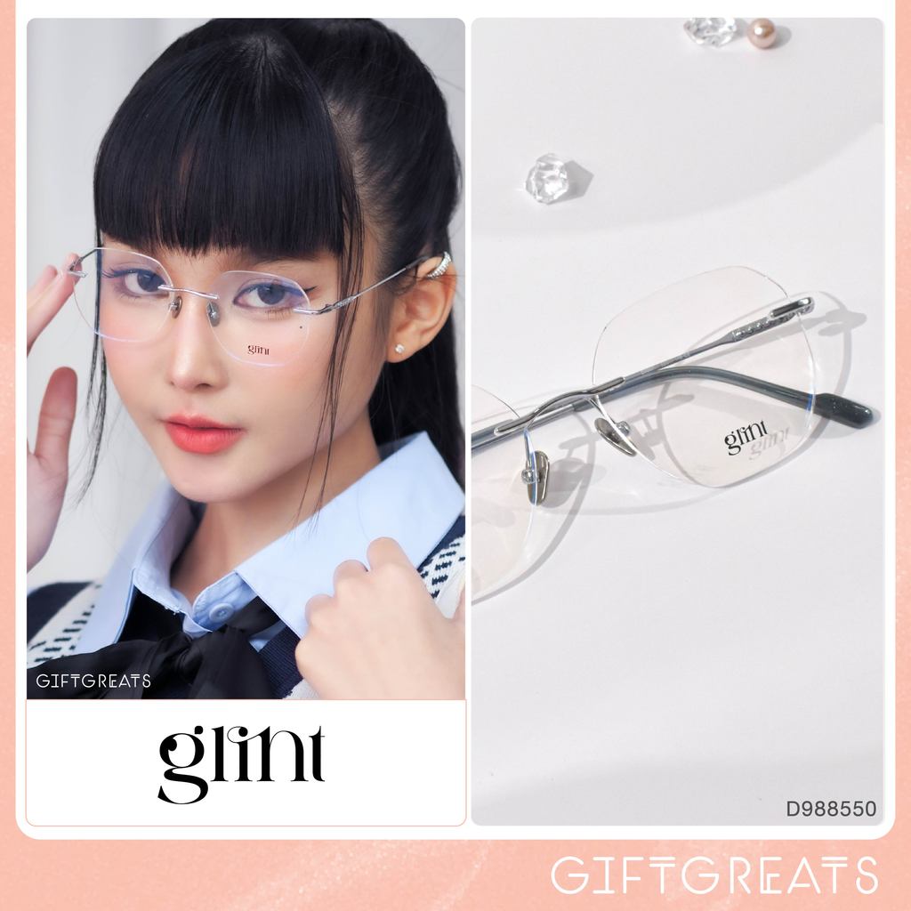 Glint - D988550 แว่นไร้กรอบ Rimless กรอบเจาะ มีทั้งแบบเฉพาะกรอบ(กรอบพร้อมส่ง)และเลนส์กรองแสง สั่งทำค่าสายตาฟรี