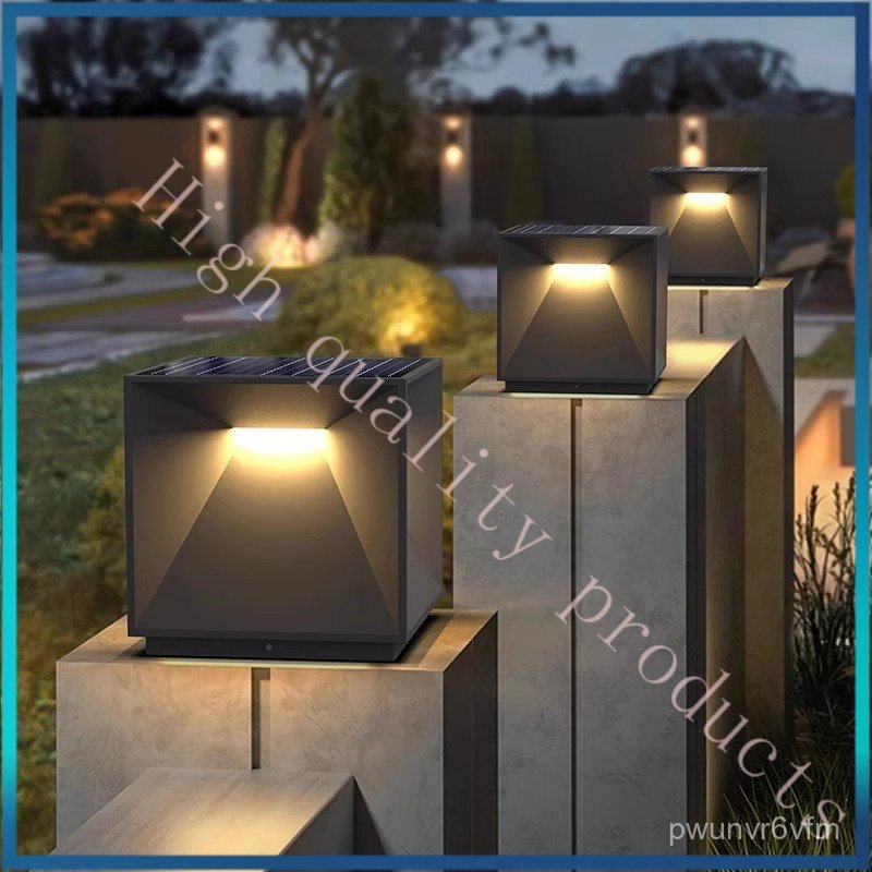 Outdoor Solar Pillar Light Villa Courtyard Wall Light Gate Pillar Light Solar Garden Fence OZII