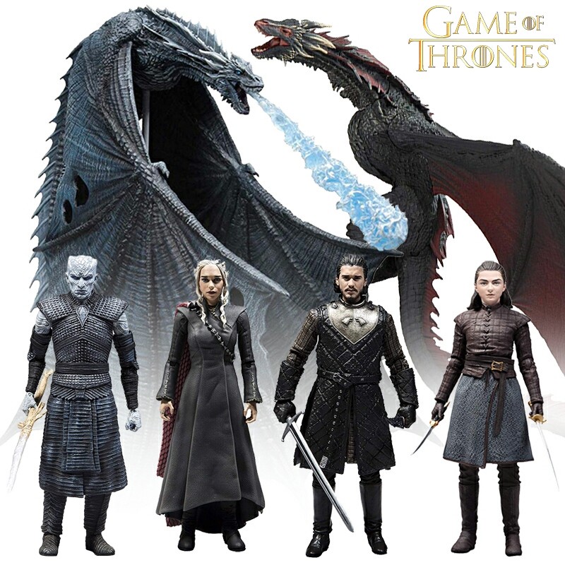 เกมบัลลังก์มังกรน้ําแข็ง Drogon Night King Daenerys Targargenen Jon Snow Arya Stark Action Figure