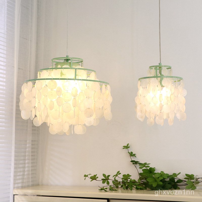 Fresh Shell Pendant Light for Bedroom, Dining Room, Living Room, Wind Chime Princess Cream Style, Ch