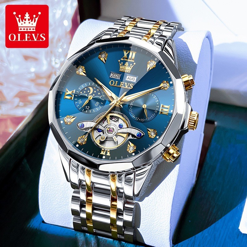 Belgium olevs New fully automatic mechanical watch, multifunctional, steel band, waterproof, busines