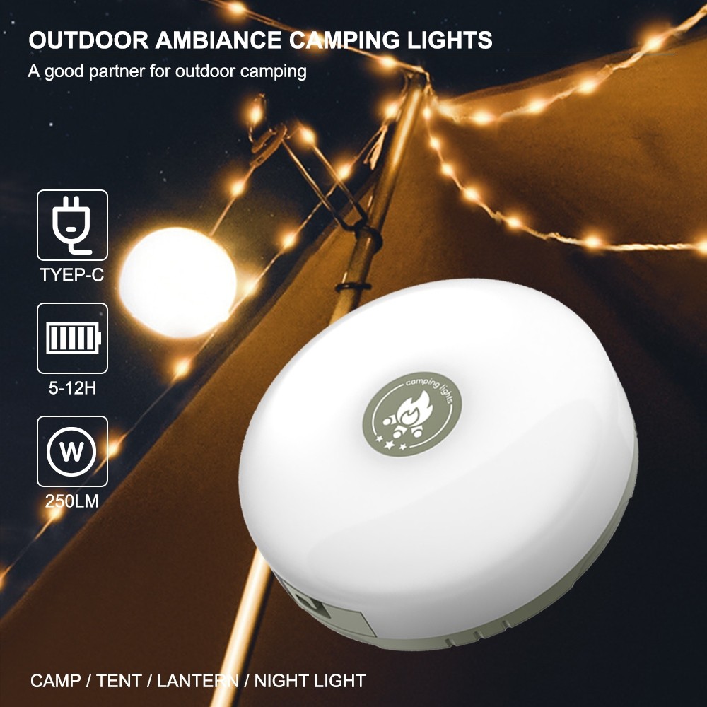 KXK-828 COB XPG LED Camping Light 250LM 8 โหมดแสง 5-12H โคมไฟกลางคืน IP44 กันน ้ ําเต ็ นท ์ โคมไฟ U