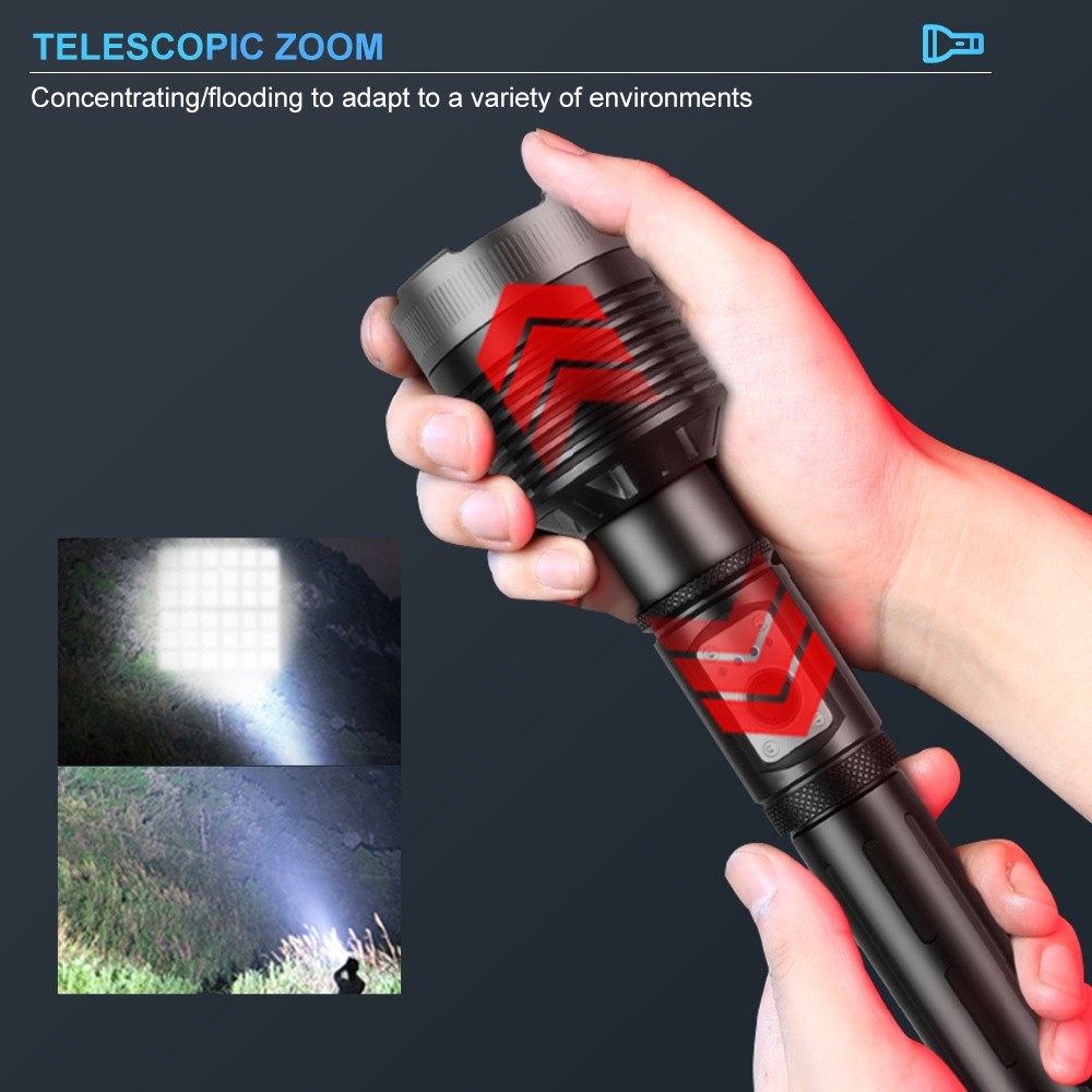 9116B ไฟฉาย LED 4000LM ซูมได้ 36 แกน XHP360 ชาร์จ USB กันน้ํา สําหรับตั้งแคมป์