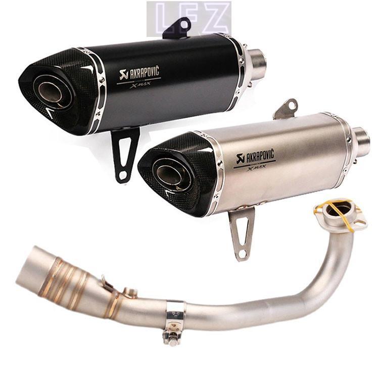 ระบบท่อไอเสียรถจักรยานยนต์เต็มรูปแบบสําหรับ Yamaha Xmax300 Xmax250 พร้อมเซ็นเซอร์ O2 ปลายท่อไอเสียคา