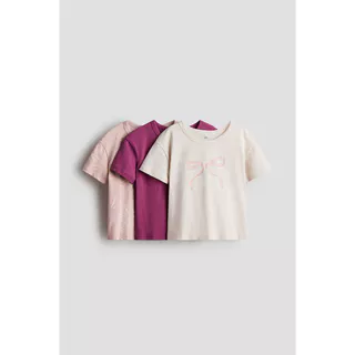 H&M(เอชแอนด์เอ็ม) เสื้อยืดผ้าฝ้าย 3 ตัว Girls 3-pack cotton T-shirts 1297645_2