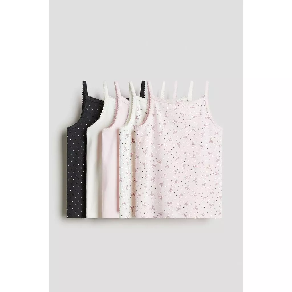 H&M(เอชแอนด์เอ็ม) ชุดเสื้อกล้าม Jersey 5 ตัวแพ็ค Girls 5-pack jersey vest tops 0750623_16