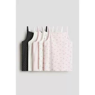 H&M(เอชแอนด์เอ็ม) ชุดเสื้อกล้าม Jersey 5 ตัวแพ็ค Girls 5-pack jersey vest tops 0750623_16