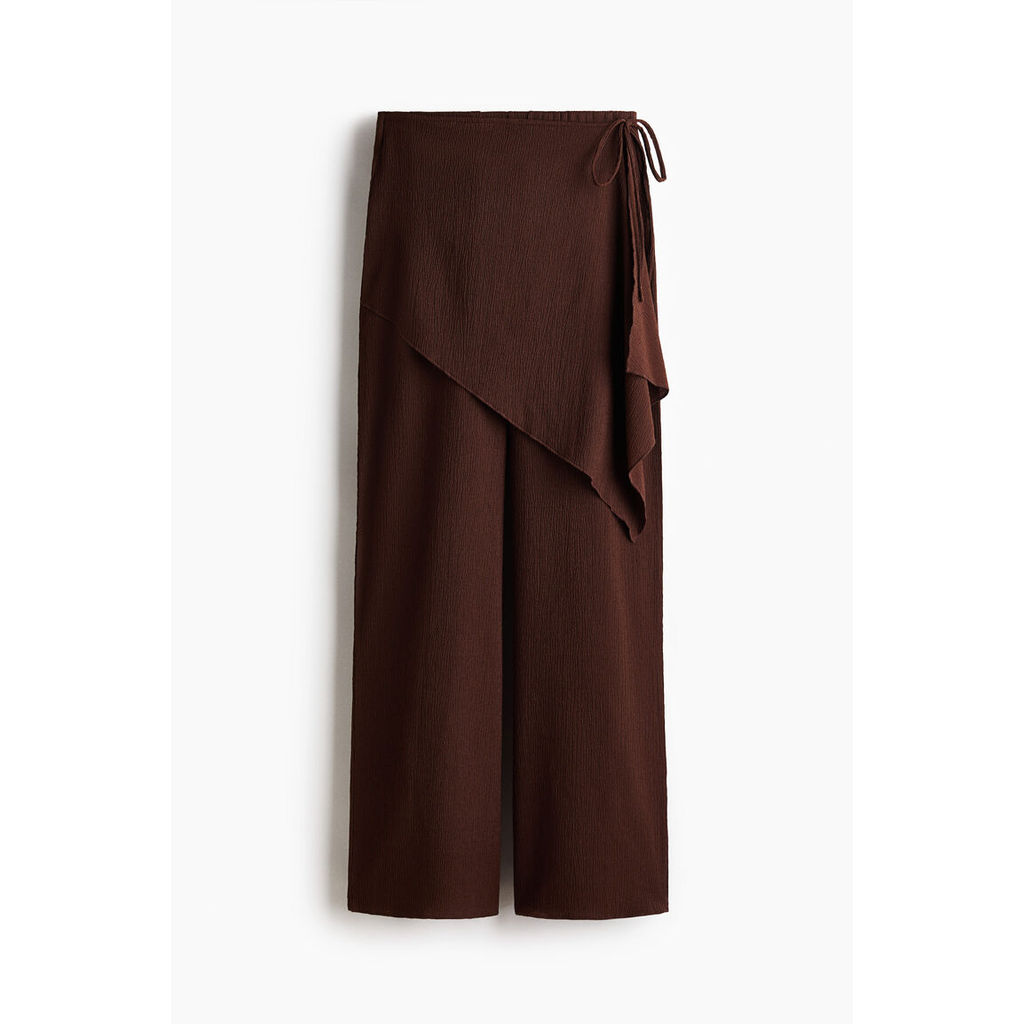 H&M(เอชแอนด์เอ็ม) กางเกงทรงกว้าง ดีไซน์ห่อผ้ารอบเอว Women Wide wrap-detail trousers 1303314_1
