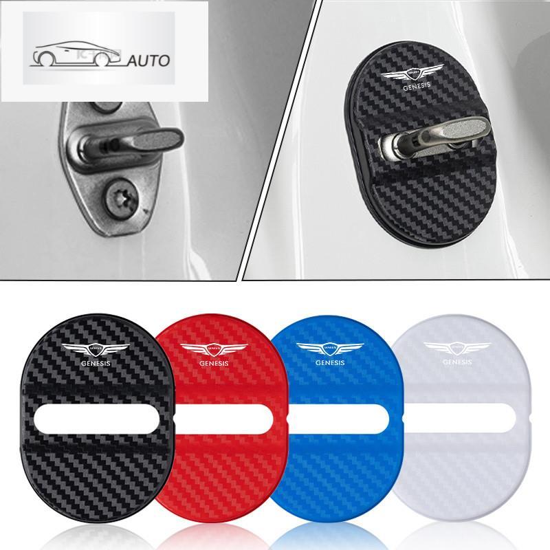 4pcs จัดแต่งทรงผมรถ Auto ป้องกันประตูล็อคสติกเกอร์อุปกรณ์เสริมสําหรับ Genesis Coupe EQ900 G70 G80 G9