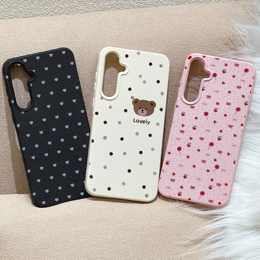 INS Mini Cherry Leather เคสมือถือ For Samsung S26 UItra A17 A07 A06 A16 A15 A34 A35 A36 A53 A54 A55 A56 กันกระแทก เคส