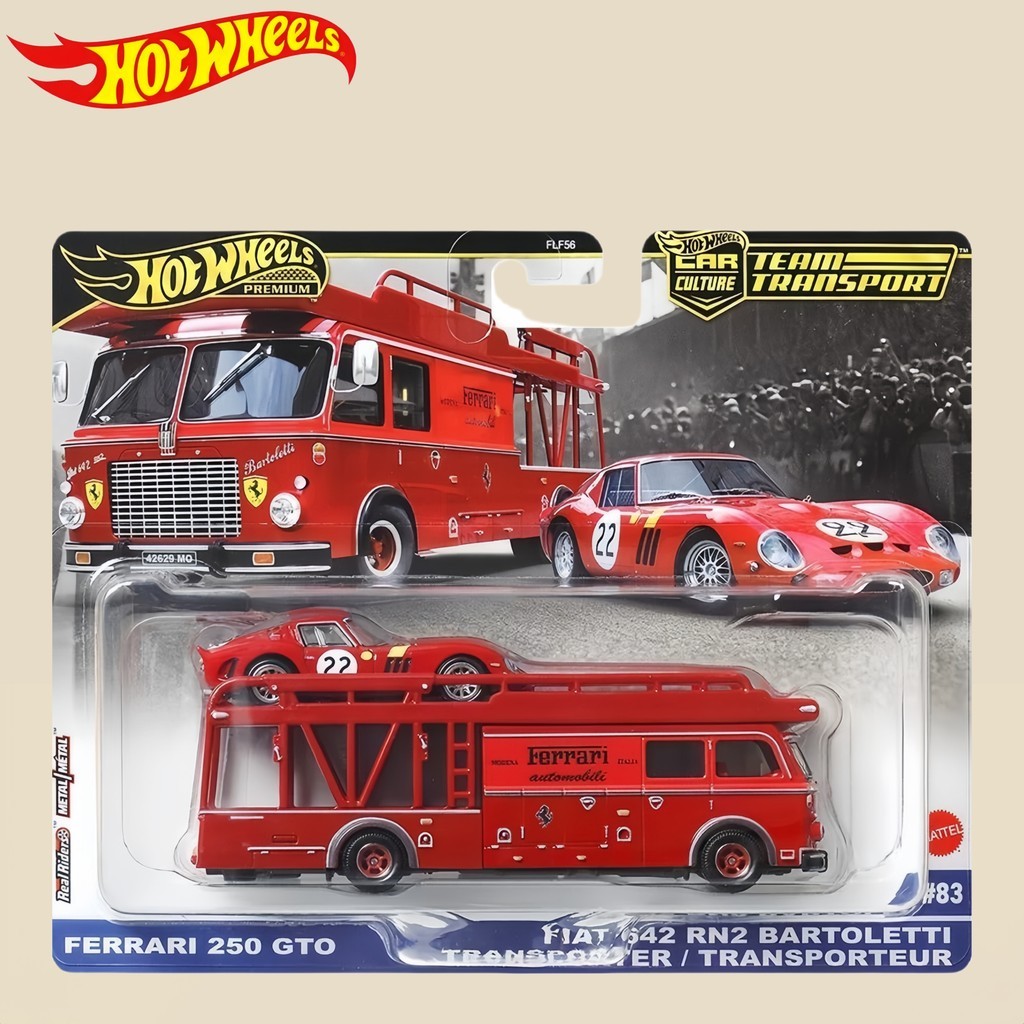 Hot Wheels FLF56 Transporter Truck พร้อม Ferrari Mercedes Porsche Diecast 1:64 รถของเล่นสําหรับชายชุ