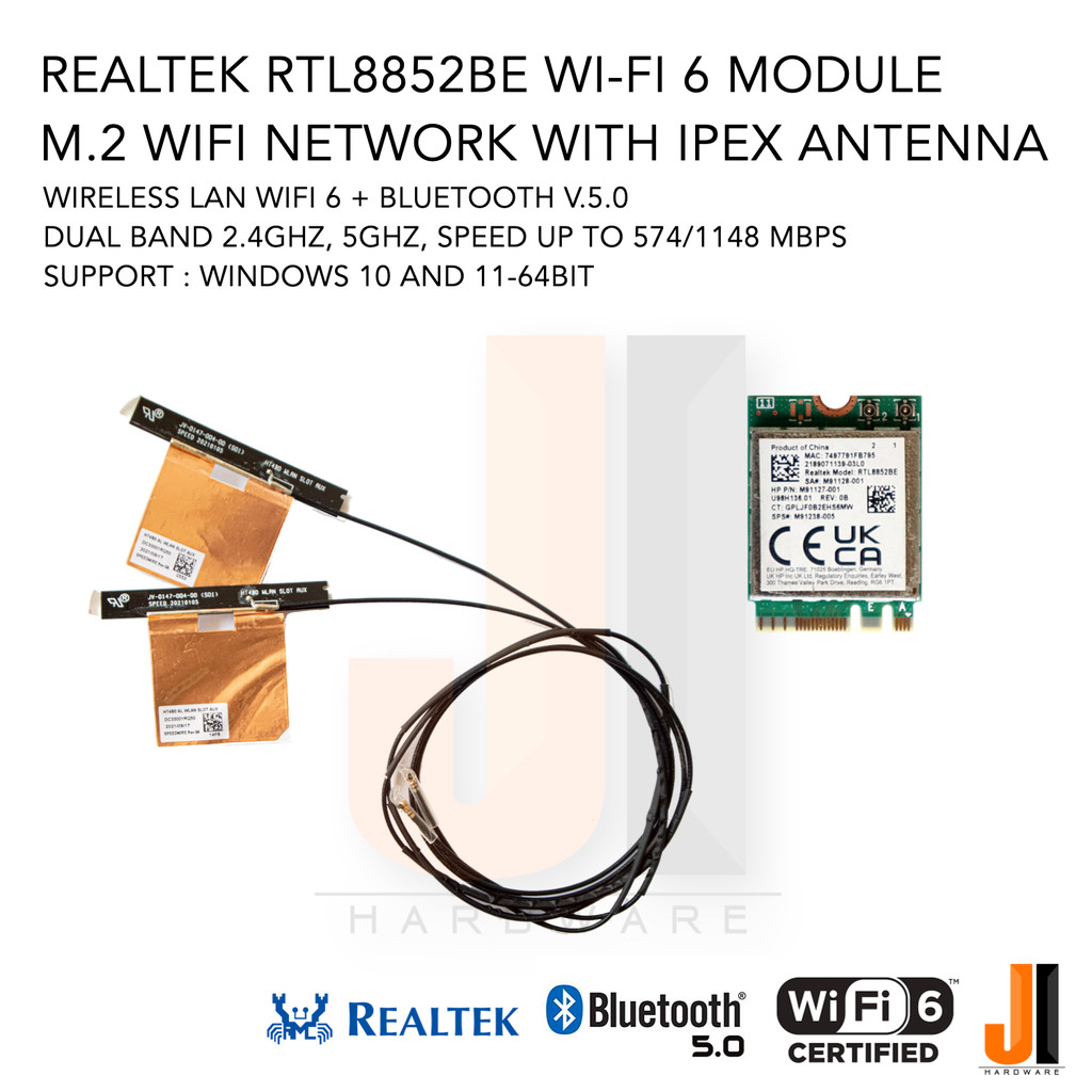 Realtek RTL8852BE Wi-Fi 6 module card wifi network wireless lan + bluetooth v.5.0 dual band + ipex A