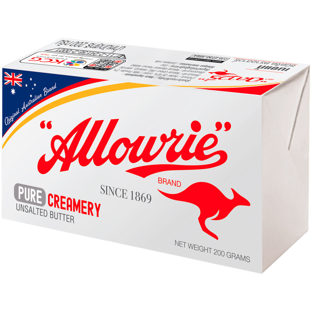 [8850332162110] Allowrie Butter Unsalted 200G อลาวรี่ เนยชนิดจืด 200 กรัม