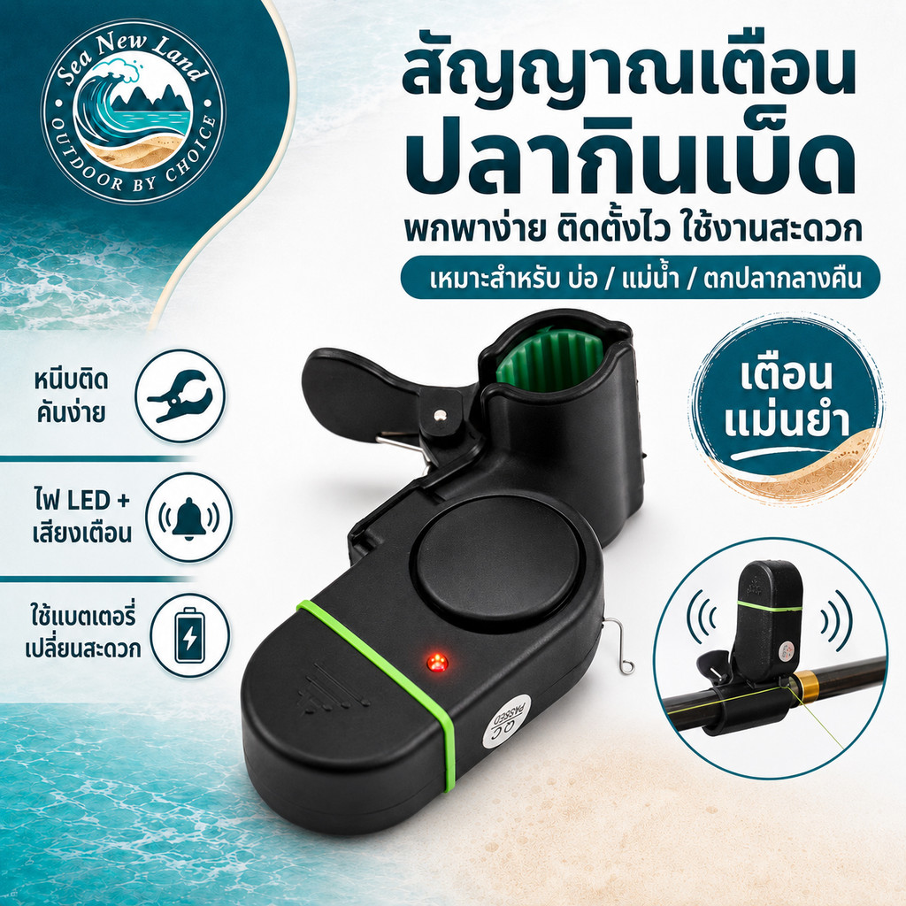 อุปกรณ์แจ้งเตือนเมื่อปลากินเบ็ด Fishing Alarm bell สัญญาณเตือนตกปลาอิเล็กทรอนิกส์ ไฟ LED